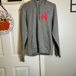 Heritage Gray Hoodie with Colorful Flame Design